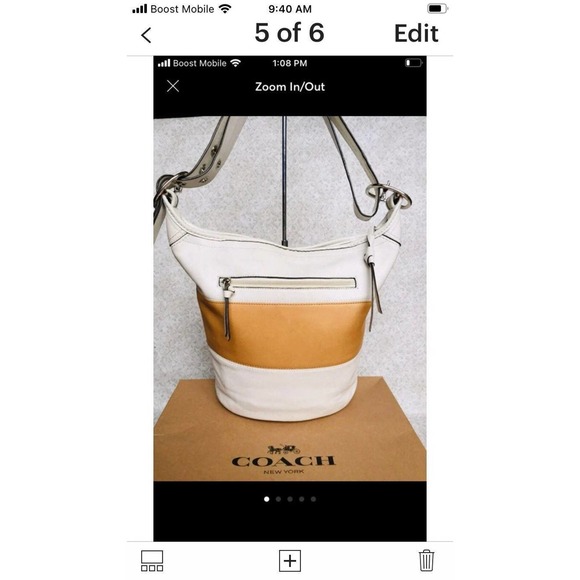 Coach White and Tan Shoulder Bag - Picture 1 of 7